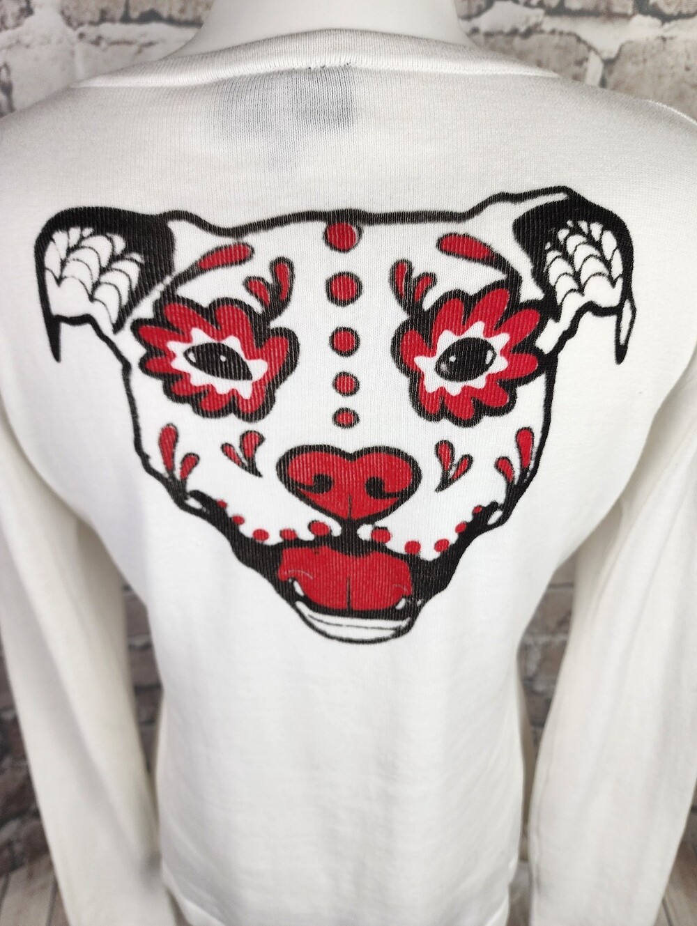 Sourpuss White Cardigan with Red Heart-and-Bones Embroidery - Picture 10 of 15